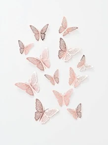 Bộ 12 miếng dán bướm ba chiều có thể gấp lại, miếng dán tường giấy rỗng trang trí nhà cửa, miếng dán, decal dán tường, decal vinyl trang trí nhà cửa, vật dụng trang trí mùa xuân làm mới ngôi nhà của bạn, miếng dán trang trí Rama trang trí trường học bất ngờ trang trí ký túc xá trở lại trường đồ dùng học tập - Hoa hồng vàng - Xem 8