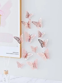 Bộ 12 miếng dán bướm ba chiều có thể gấp lại, miếng dán tường giấy rỗng trang trí nhà cửa, miếng dán, decal dán tường, decal vinyl trang trí nhà cửa, vật dụng trang trí mùa xuân làm mới ngôi nhà của bạn, miếng dán trang trí Rama trang trí trường học bất ngờ trang trí ký túc xá trở lại trường đồ dùng học tập - Hoa hồng vàng - Xem 4