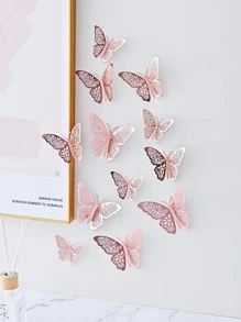 Bộ 12 miếng dán bướm ba chiều có thể gấp lại, miếng dán tường giấy rỗng trang trí nhà cửa, miếng dán, decal dán tường, decal vinyl trang trí nhà cửa, vật dụng trang trí mùa xuân làm mới ngôi nhà của bạn, miếng dán trang trí Rama trang trí trường học bất ngờ trang trí ký túc xá trở lại trường đồ dùng học tập - Hoa hồng vàng - Xem 6