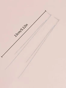 Minimalist Drop Earrings - Silver - View 5