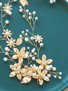 1 Stück elegante Blumen-Kristall handgemachte Haarspange, geeignet für Hochzeit, Party, Zusammenkunft