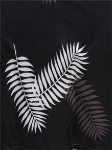 1入組葉子圖案羽絨被套無填充物現代床上用品四季皆宜羽絨被套 - 彩色 - 查看 3