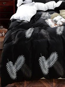 1入組葉子圖案羽絨被套無填充物現代床上用品四季皆宜羽絨被套 - 彩色 - 查看 2