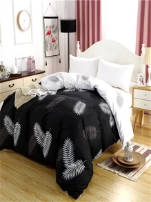 1入組葉子圖案羽絨被套無填充物現代床上用品四季皆宜羽絨被套 - 彩色 - 查看 7