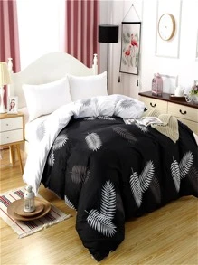 1入組葉子圖案羽絨被套無填充物現代床上用品四季皆宜羽絨被套 - 彩色 - 查看 1