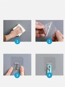 1入/5入/10入/20入/30入組透明亞克力自粘掛鉤，適用於浴室和廚房儲物，便利無需鑽孔 - 無色 - 查看 9