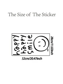 1入組PVC卡通笑臉和字母圖案牆貼牆貼 - 黑色 - 查看 3