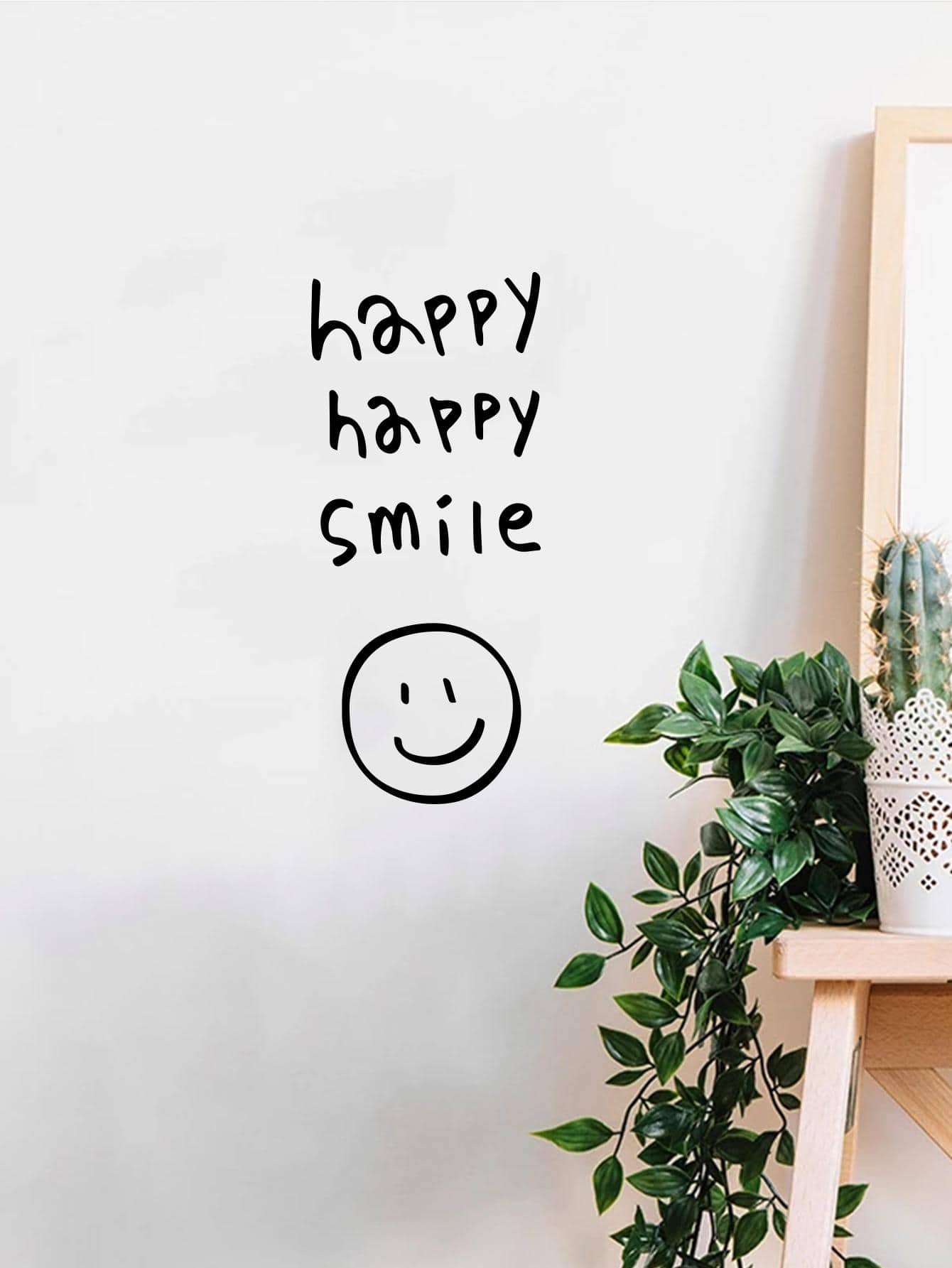 1入組PVC卡通笑臉和字母圖案牆貼牆貼 - 黑色 - 查看 1