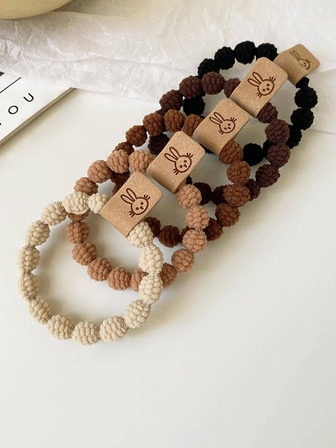 5入組女性實色休閒髮帶，可愛適用於日常生活