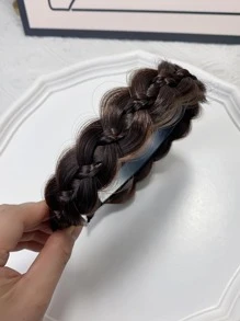 1入組女士編織設計時尚百搭頭帶頭帶日常裝飾 - 棕色 - 查看 1