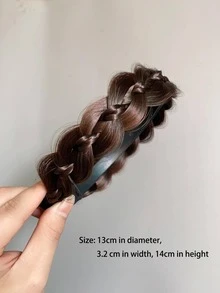 1入組女士編織設計時尚百搭頭帶頭帶日常裝飾 - 棕色 - 查看 3