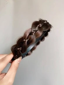 1入組女士編織設計時尚百搭頭帶頭帶日常裝飾 - 棕色 - 查看 2