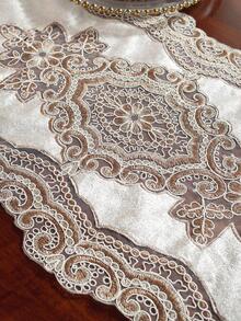 1 Thêu Hoa Bàn Á Hậu Polyester Hiện Đại Bàn Bếp Á Quân Trang Trí Bàn Tiệc - Cà phê nâu - Xem 4