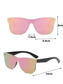 Kính râm chi tiết đinh tán khung hình học - Hồng - Xem 2