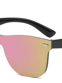 Kính râm chi tiết đinh tán khung hình học - Hồng - Xem 3