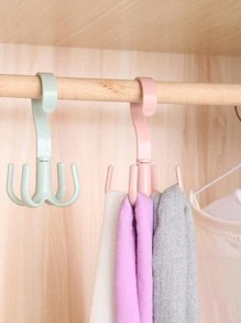 1pc Plastic 4-Claw Rotatable Hook, Color Random, For Bag And Tie - Multicolor - View 3