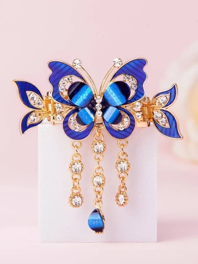 1 pieza Pasador de pelo decorativo con pedrería y mariposa para mujeres, para decoración de estilo bohemio con ganchos para el cabello, pinzas para el cabello, clips de mandíbula para el cabello, mordazas para el cabello, recogedor de cabello