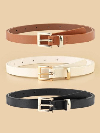 1件装女士方形扣极简腰带，适合秋季、万圣节等场合