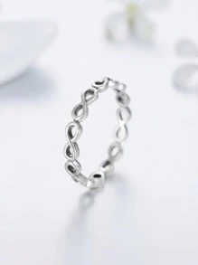 MODIAN 1入組時尚銀無窮象徵裝飾戒指適合女士日常裝飾 - 銀色 - 查看 3