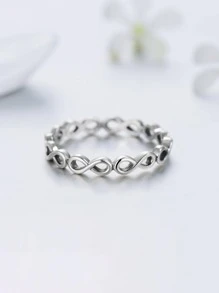 MODIAN 1入組時尚銀無窮象徵裝飾戒指適合女士日常裝飾 - 銀色 - 查看 5