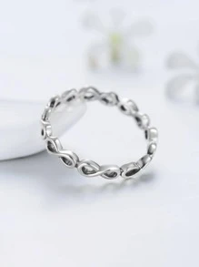 MODIAN 1入組時尚銀無窮象徵裝飾戒指適合女士日常裝飾 - 銀色 - 查看 4