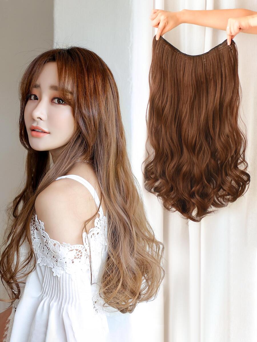 7JHH WIGS U 型半假发合成纤维机制假发延长片浅棕色大波浪卷发 - Light Brown - 查看 1
