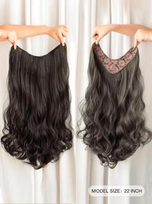 7JHH WIGS U-shaped Half Wig, Light Brown Synthetic Machine-made Wig With Big Wavy Curls - Black - View 3