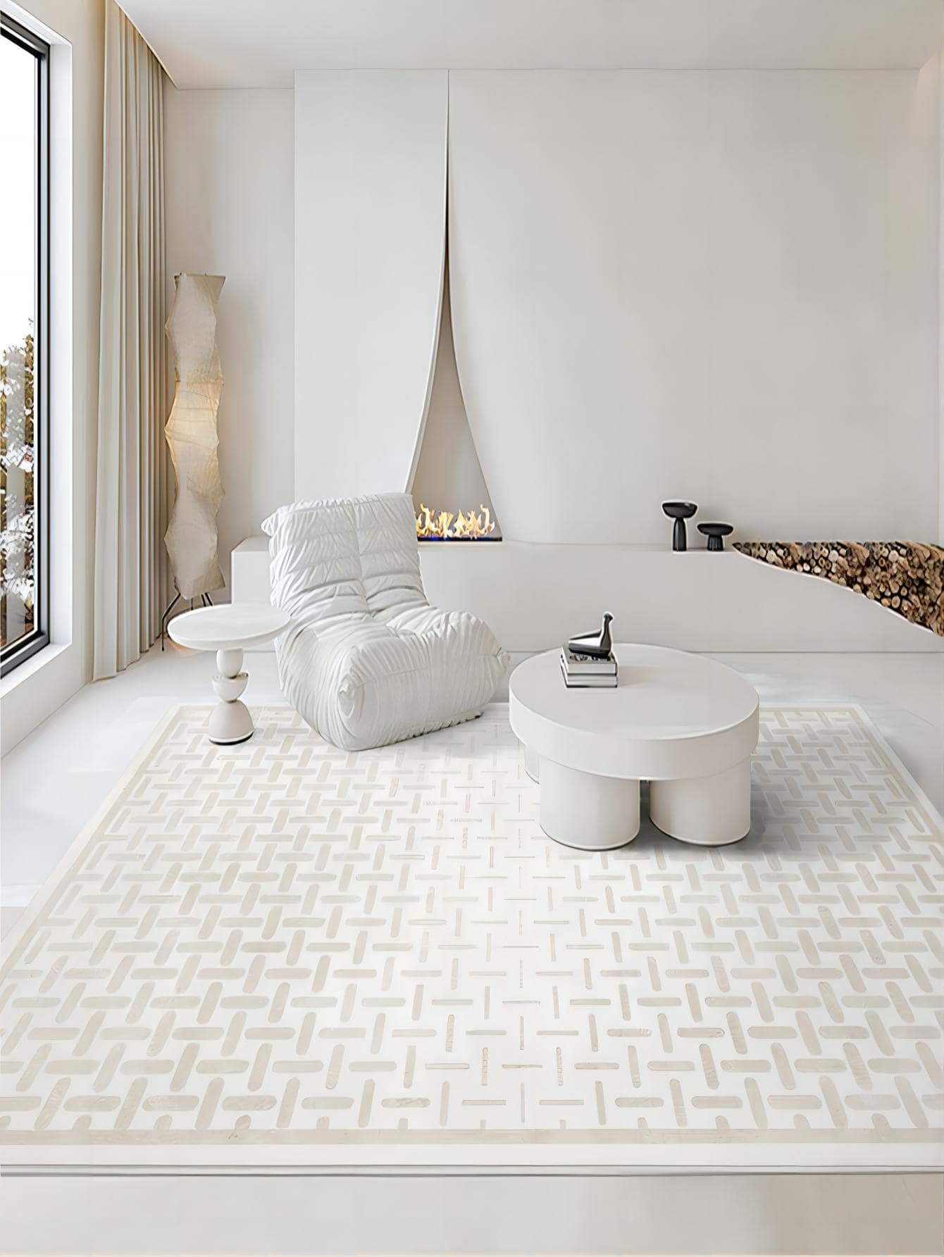 1入組幾何圖案地板地毯現代織物防滑家用地毯 - 彩色 - 查看 1