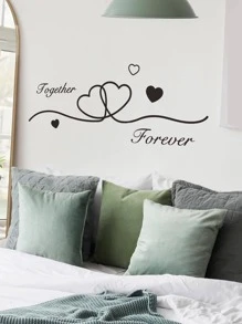 1pc Slogan Graphic Wall Sticker, Modern PVC Self Adhesive Wall Art Decal, For Home Decor - Black - View 1