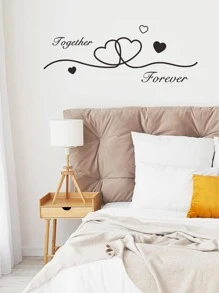 1pc Slogan Graphic Wall Sticker, Modern PVC Self Adhesive Wall Art Decal, For Home Decor - Black - View 2