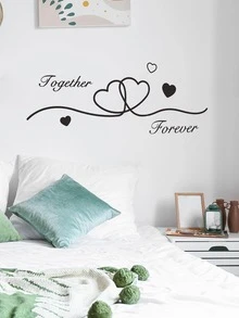 1pc Slogan Graphic Wall Sticker, Modern PVC Self Adhesive Wall Art Decal, For Home Decor - Black - View 4