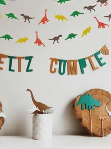 1 Giấy Kéo Cờ Hoạt Hình Họa Tiết Khủng Long Treo Trang Trí Trang Trí Nhà, Tiệc - Nhiều màu - Xem 4