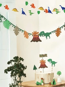 1 Giấy Kéo Cờ Hoạt Hình Họa Tiết Khủng Long Treo Trang Trí Trang Trí Nhà, Tiệc - Nhiều màu - Xem 3