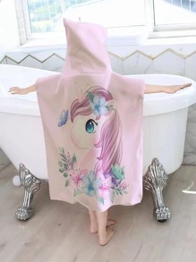 Khăn Tắm Trẻ Em Họa Tiết Kỳ Lân Hoạt Hình, Khăn Microfiber Hiện Đại Có Mũ Trùm Đầu Dành Cho Trẻ Em Đi Bơi - Nhiều màu - Xem 1