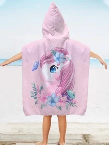 Khăn Tắm Trẻ Em Họa Tiết Kỳ Lân Hoạt Hình, Khăn Microfiber Hiện Đại Có Mũ Trùm Đầu Dành Cho Trẻ Em Đi Bơi - Nhiều màu - Xem 3