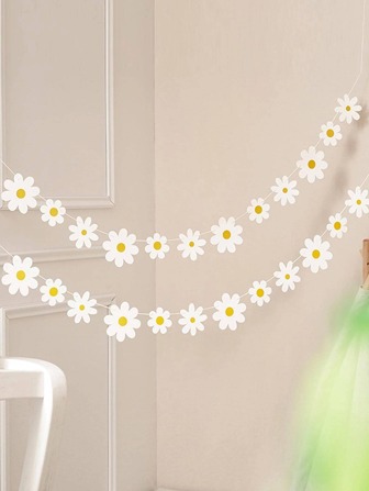 1pc, Small Flower Felt Pull Flag, Birthday Banner, Birthday Party Supplies, Party Decoration, Wedding Supplies, Wedding Decoration, Aesthetic Room Decor, Aesthetic Room Decor, Festival Decoration, Party Decor,Back To School Decorations, Halloween Decorations