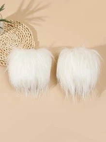 Solid Fluffy Fake Cuffs Halloween - White - View 2