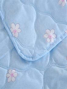 1pc Cartoon Flower Pattern Quilted Quilt, Modern Fabric Soft Bedspread For Bedroom, Summer - Multicolor - View 4