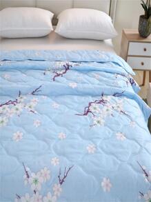 1pc Cartoon Flower Pattern Quilted Quilt, Modern Fabric Soft Bedspread For Bedroom, Summer - Multicolor - View 2