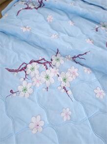1pc Cartoon Flower Pattern Quilted Quilt, Modern Fabric Soft Bedspread For Bedroom, Summer - Multicolor - View 3