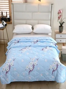1pc Cartoon Flower Pattern Quilted Quilt, Modern Fabric Soft Bedspread For Bedroom, Summer - Multicolor - View 1