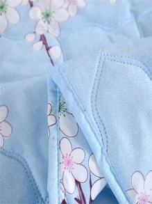 1pc Cartoon Flower Pattern Quilted Quilt, Modern Fabric Soft Bedspread For Bedroom, Summer - Multicolor - View 5