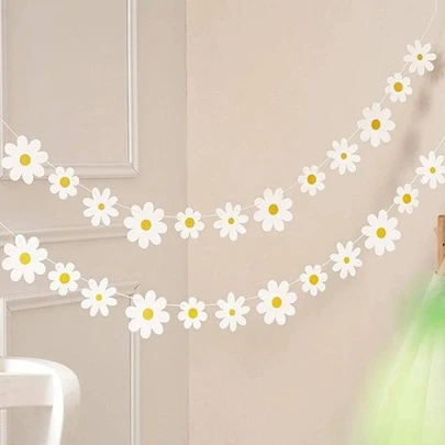 1pc, Small Flower Felt Pull Flag, Birthday Banner, Birthday Party Supplies, Party Decoration, Wedding Supplies, Wedding Decoration, Aesthetic Room Decor, Aesthetic Room Decor, Festival Decoration, Party Decor,Back To School Decorations, Halloween Decorations