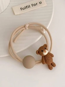 2pcs Women Bear Decor Cute Hair Tie, For Daily Decoration Ponytail Holders Hair Elastics Hair Rubber Bands Scrunchies Hair Rope Elastic Hair Tie Hair Accessories Head Accessories Gym Sport Running Outfit,Travel,Birthday - Multicolor - View 3