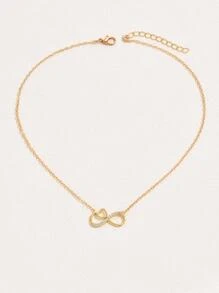 1pc Fashion Copper Rhinestone Infinity Symbol Pendant Necklace For Women For Daily Decoration Copper Jewelry - Yellow Gold - View 3
