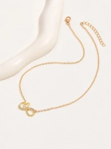 1pc Fashion Copper Rhinestone Infinity Symbol Pendant Necklace For Women For Daily Decoration Copper Jewelry - Yellow Gold - View 4