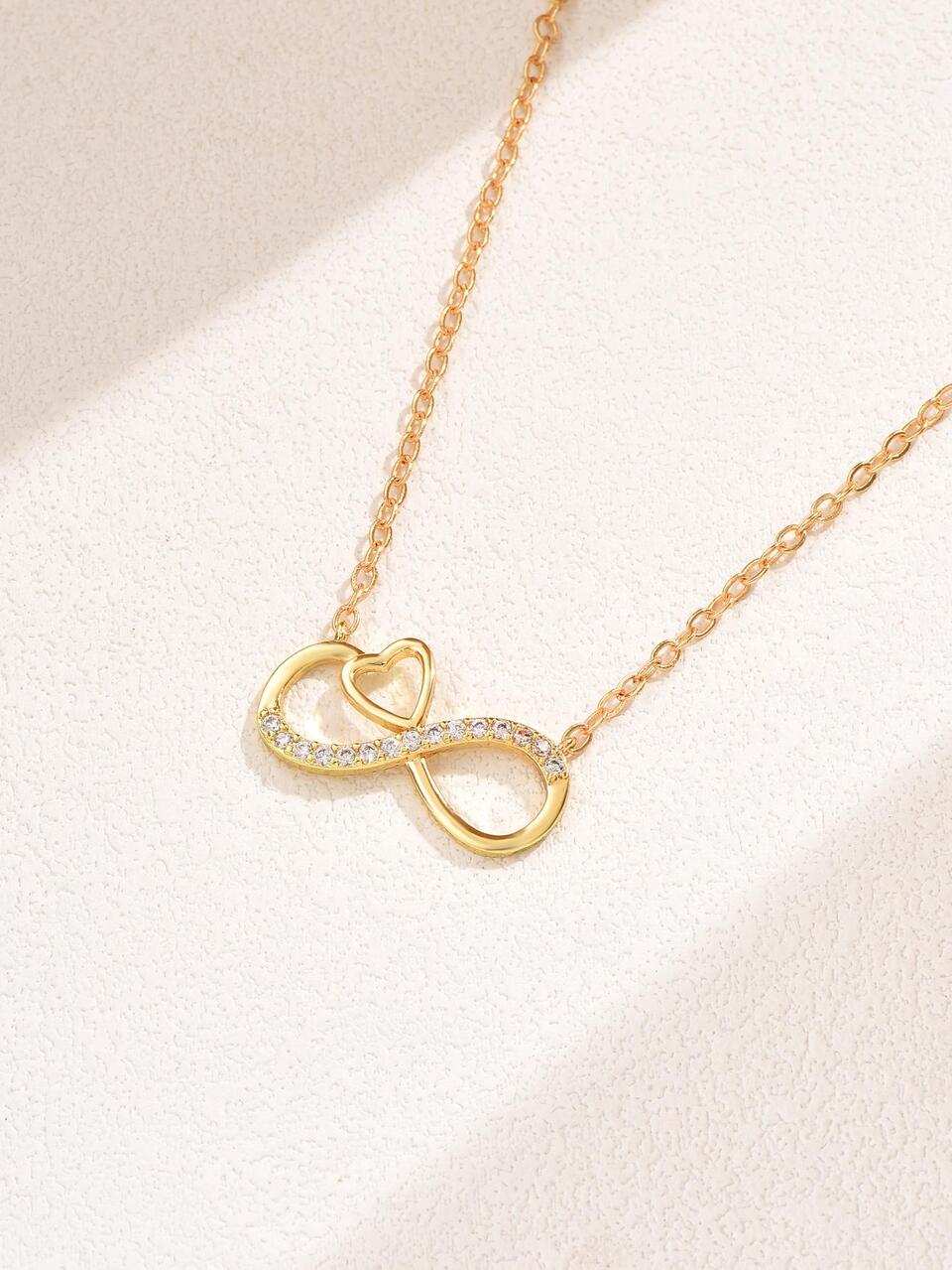 1pc Fashion Copper Rhinestone Infinity Symbol Pendant Necklace For Women For Daily Decoration Copper Jewelry