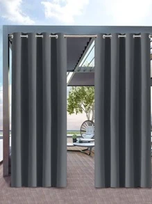 Solid Color Single Panel Outdoor Curtain, Minimalist Polyester Waterproof Outdoor Curtain For Outdoor - Dark Grey - View 1