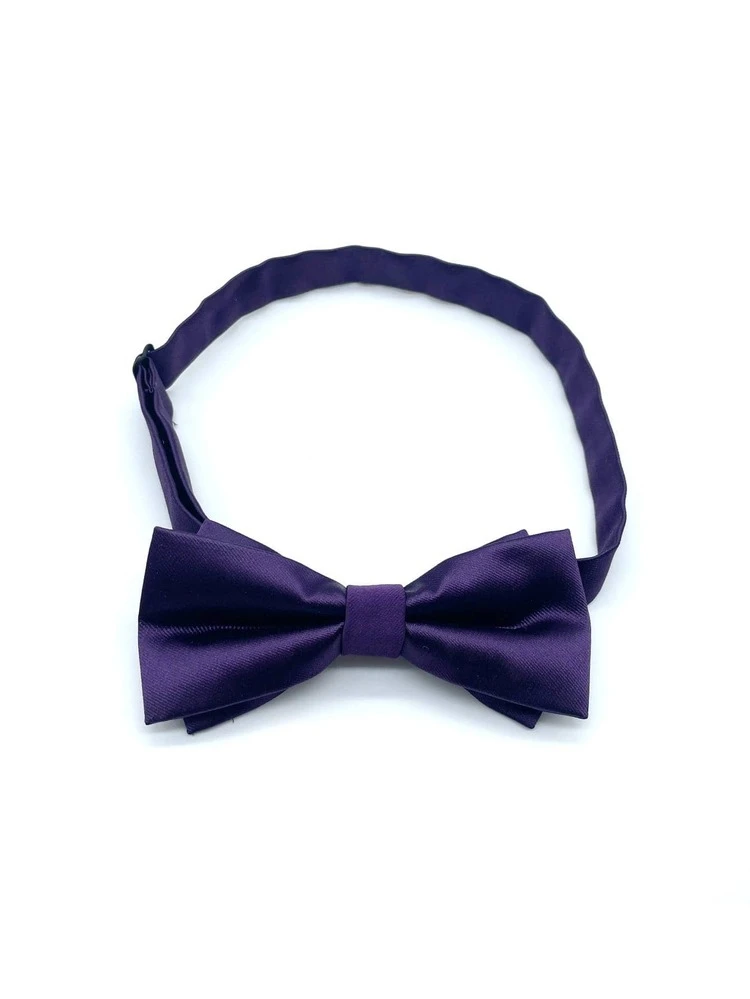 Men Solid Bow Tie - Purple - View 2