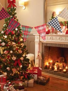 1 pieza Bandera decorativa con patrón de cuadros - Multicolor - Ver 3